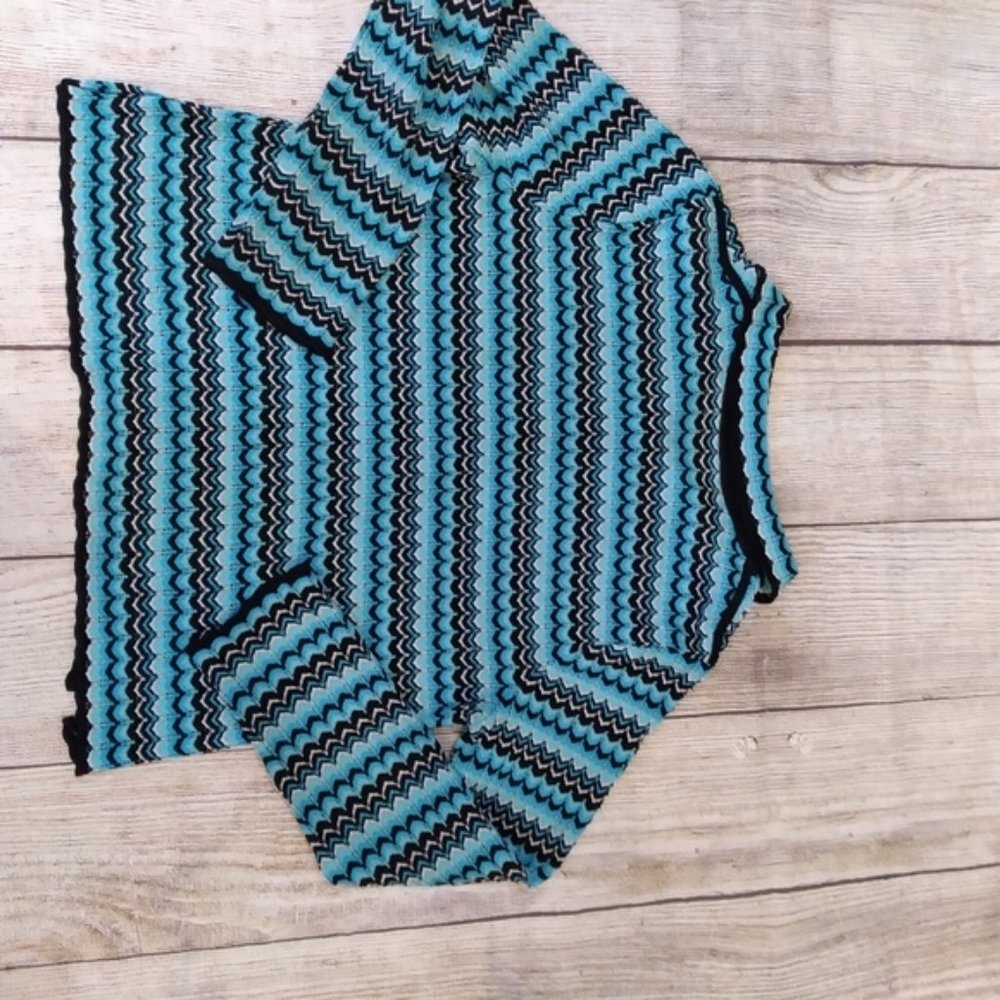 Misook blue-green chevron knit top sz MP, NWOT - Picture 5 of 5